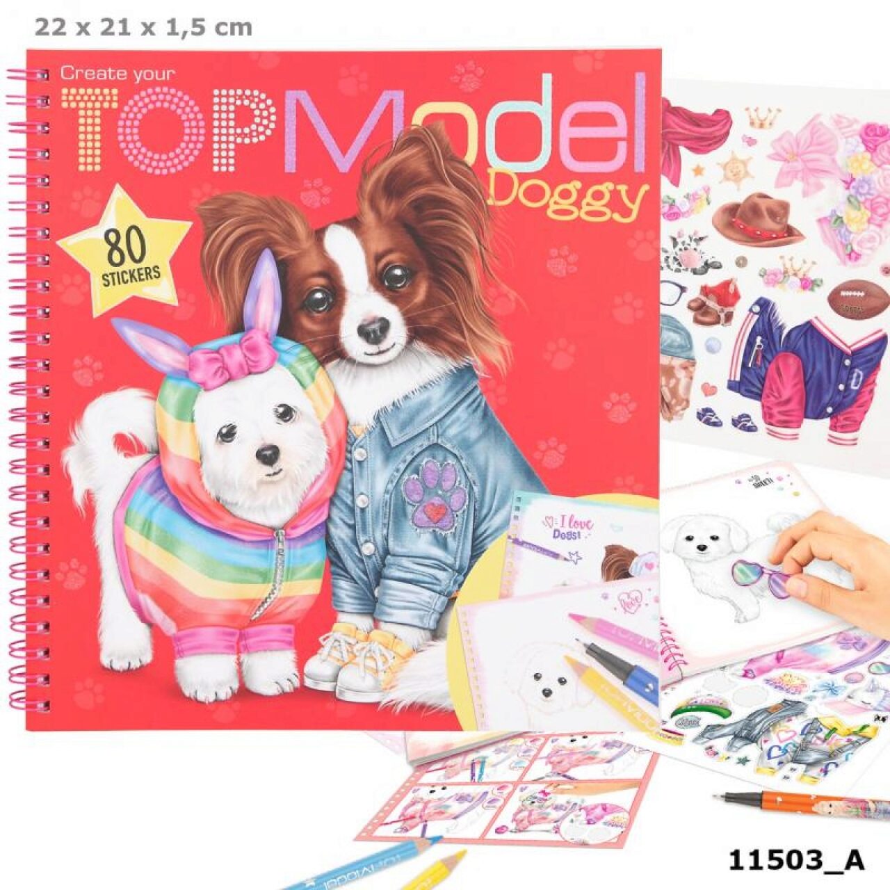 Depesche 11503 Create your TOPModel Doggy Malbuch Kreativbuch Hunde mit Stickern 