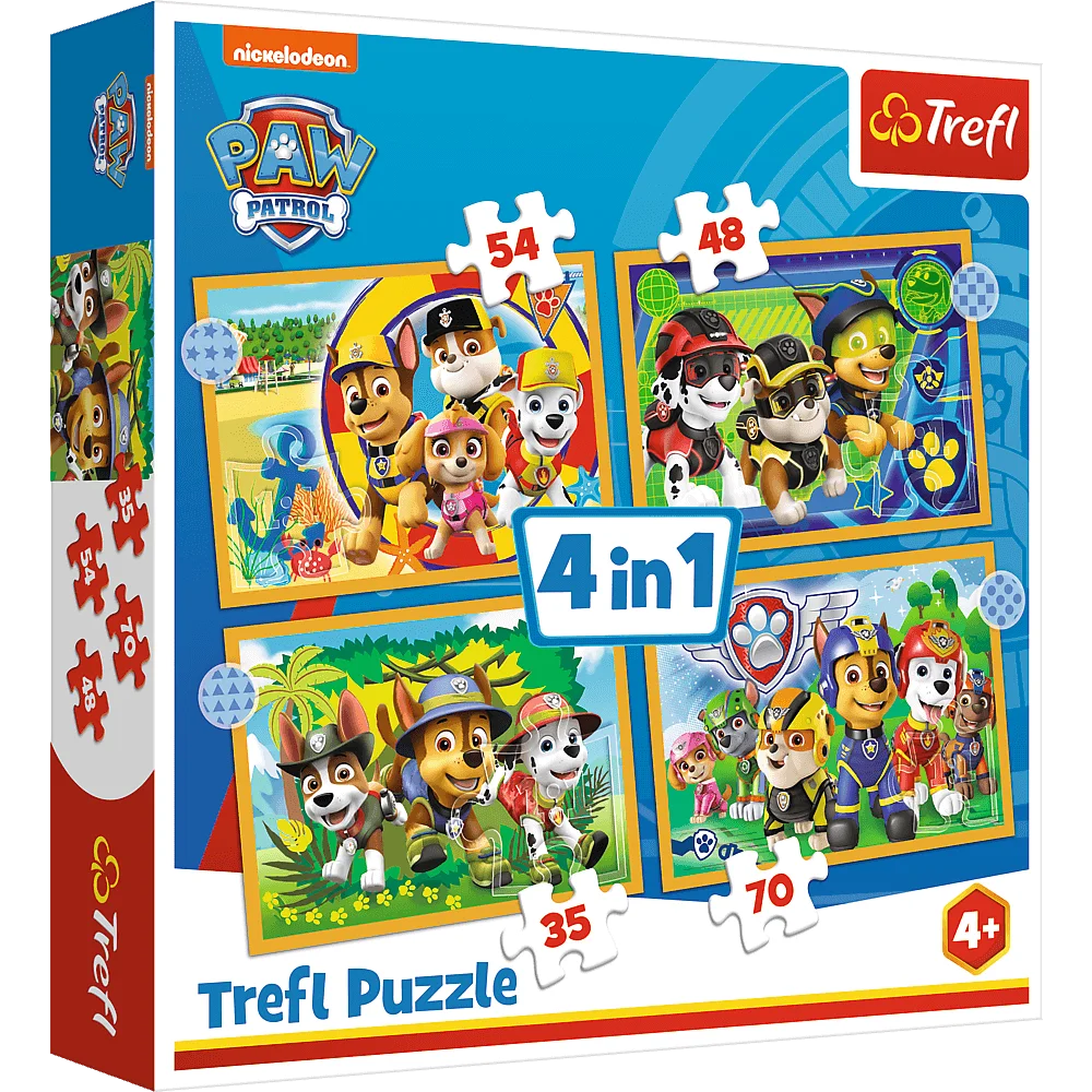 Trefl 34395 4 In 1 Puzzle 35, 48, 54, 70 Teile Paw Patrol