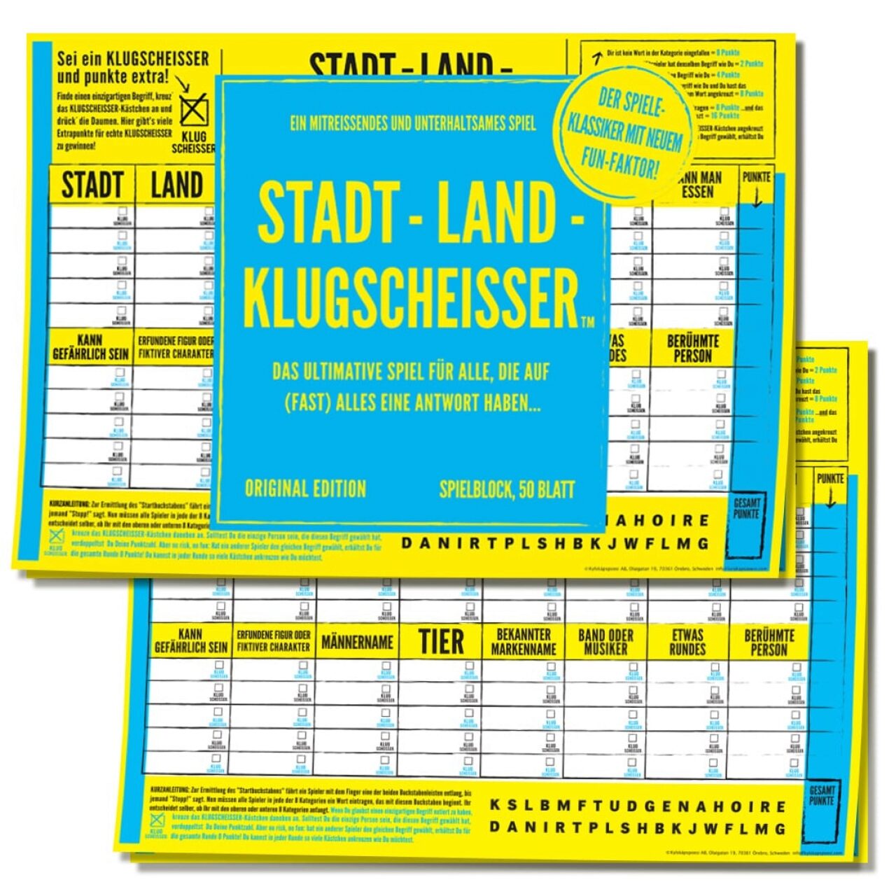 Kylskapspoesi Pegasus Spiele Kyl43030 Ab Spielblock Stadt-Land-Klugscheisser – Klugscheisser Original Edition
