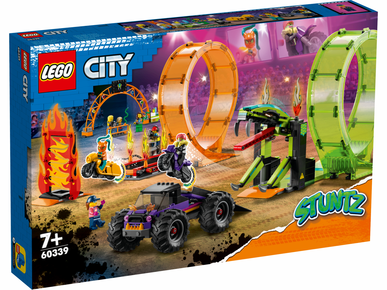 LEGO 60339 City Stuntz Stuntshow-Doppellooping Set, inkl. Rampe, Monstertruck, 2X Motorrad und 7 Minifiguren, Spielzeug für Kinder ab 7 Jahre - Bild 10