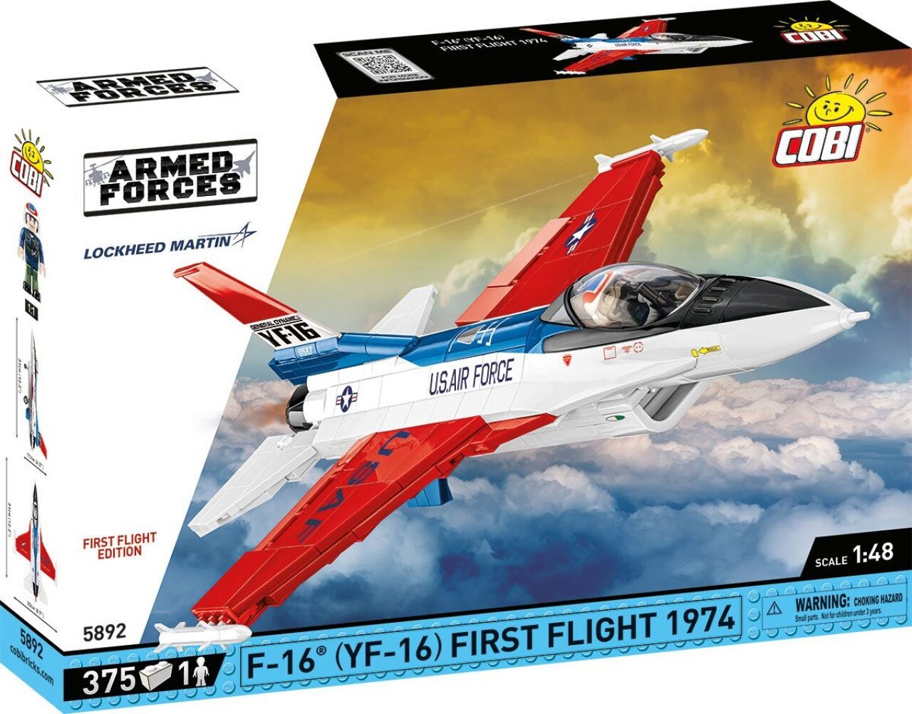 COBI F-16® (YF-16) First Flight Edition 1974, Maßstab 1:48, 375 Teile | Bedruckt (Pad Printed), Cockpit zum Öffnen, Lackierung des Erstflugs, Ständer, Plakette, Bauteile aus der EU, ab 8 Jahren - Bild 4