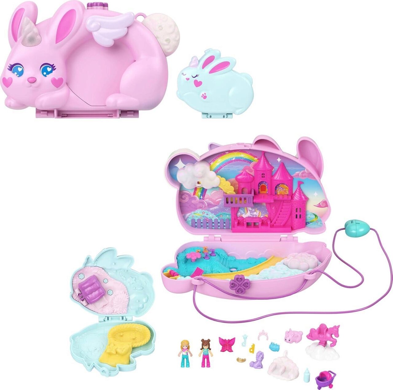 Polly Pocket 2-in-1-Bunny Fun Schatulle, tragbares Taschen-Spielset mit 2 Puppen - Image 8