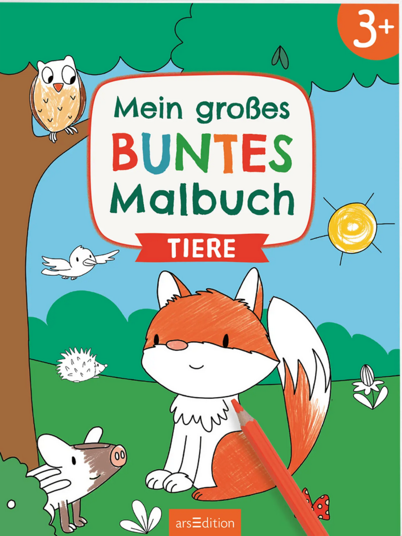 Ars Edition Jungen Schwarz Arsedition 135329 Mein Großes Buntes Malbuch – Tiere