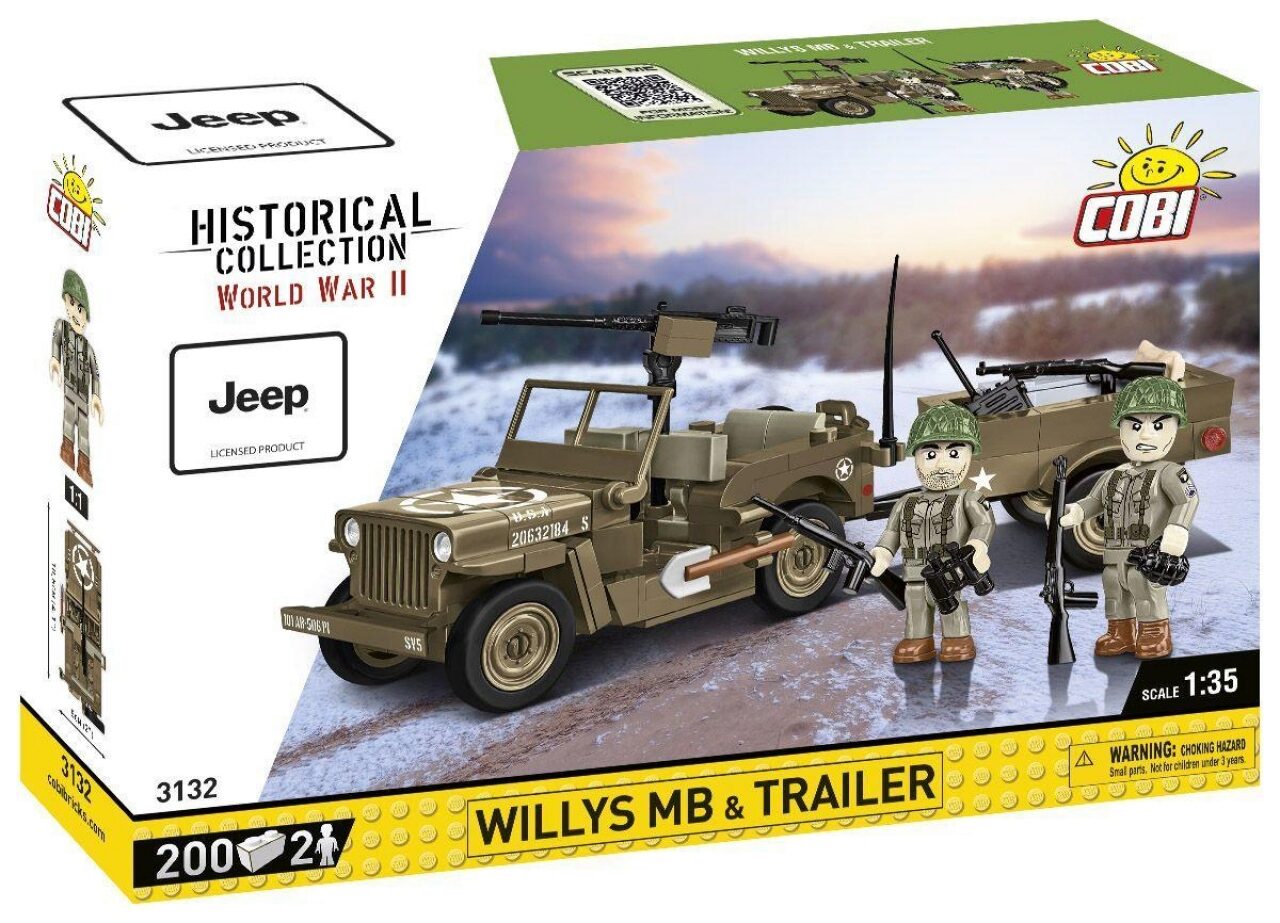 COBI 3132 Willys MB & Trailer, 200 Teile, 1:35, 2 Figuren, 7+ - Bild 5