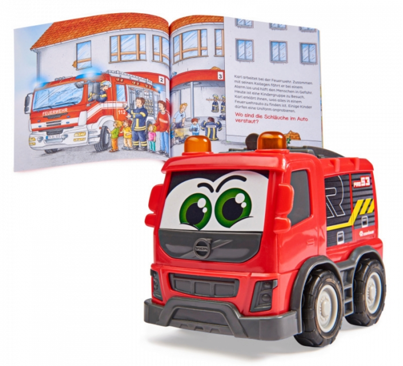 Dickie Toys 203812009 Was ist Was-Feuerwehr Volvo Rosenbauer ab 1 Jahr 14,5 cm 