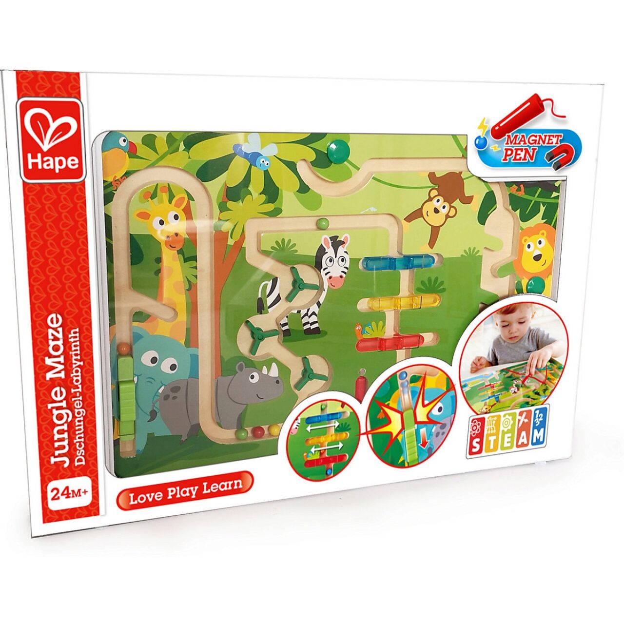 Hape Dschungel-Labyrinth - mit vielen Funktionen, Kinder-Labyrinthspiel und Motorikspielzeug, Lernspielzeug für Kleinkinder, fördert Feinmotorik, Konzentration und Geschicklichkeit, ab 24 Monaten - Bild 4
