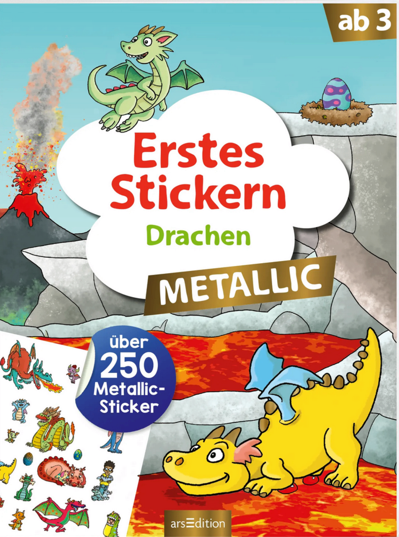 Ars Edition Arsedition 135362 Erstes Stickern Metallic – Drachen
