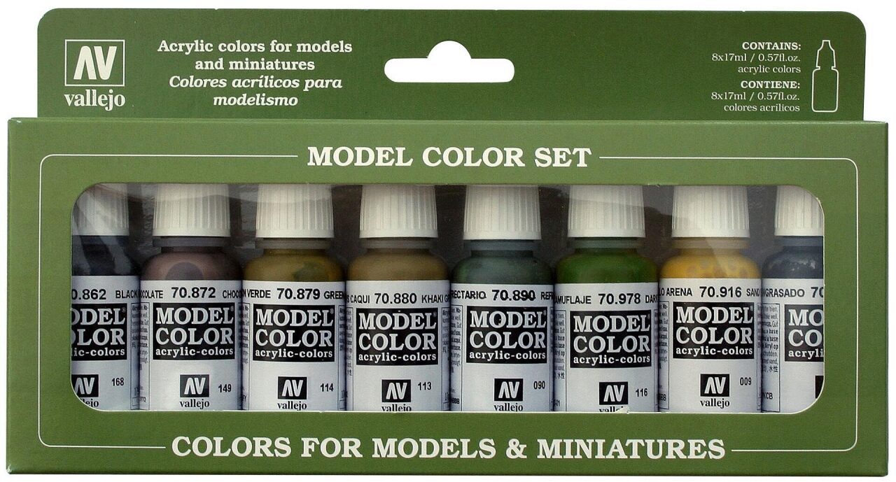Vallejo 070108 Farb-Set, Panzerfarben, 8 X 17 Ml