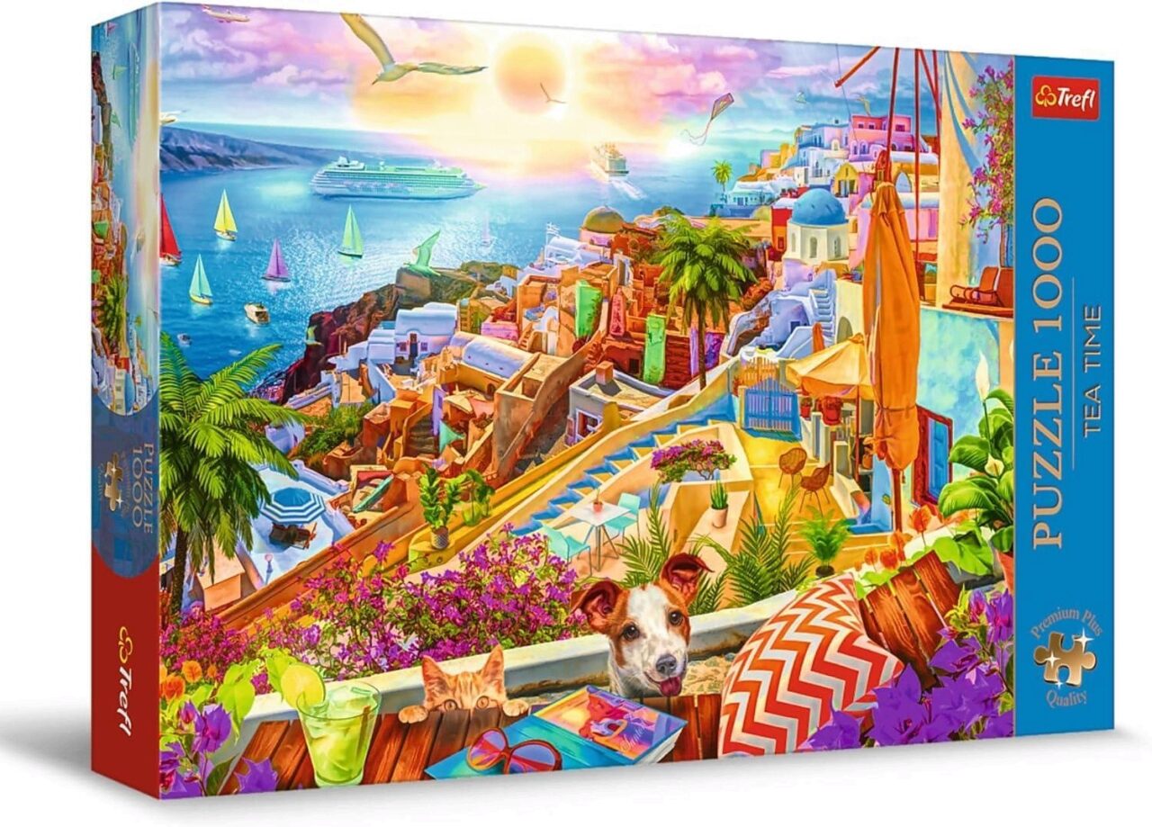 Trefl 10842 Puzzle 1000 Teile Premium Plus - Tea Time: Mit Besuch Auf Santorini