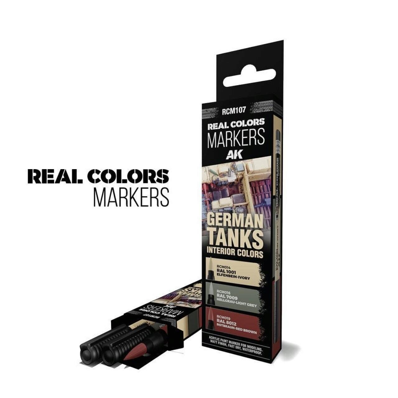 Ak Interactive Elfenbein 5568339187 Rcm107 Rc Marker Set - Deutsche Panzer Innenfarben, 3 Farben - Bild 3