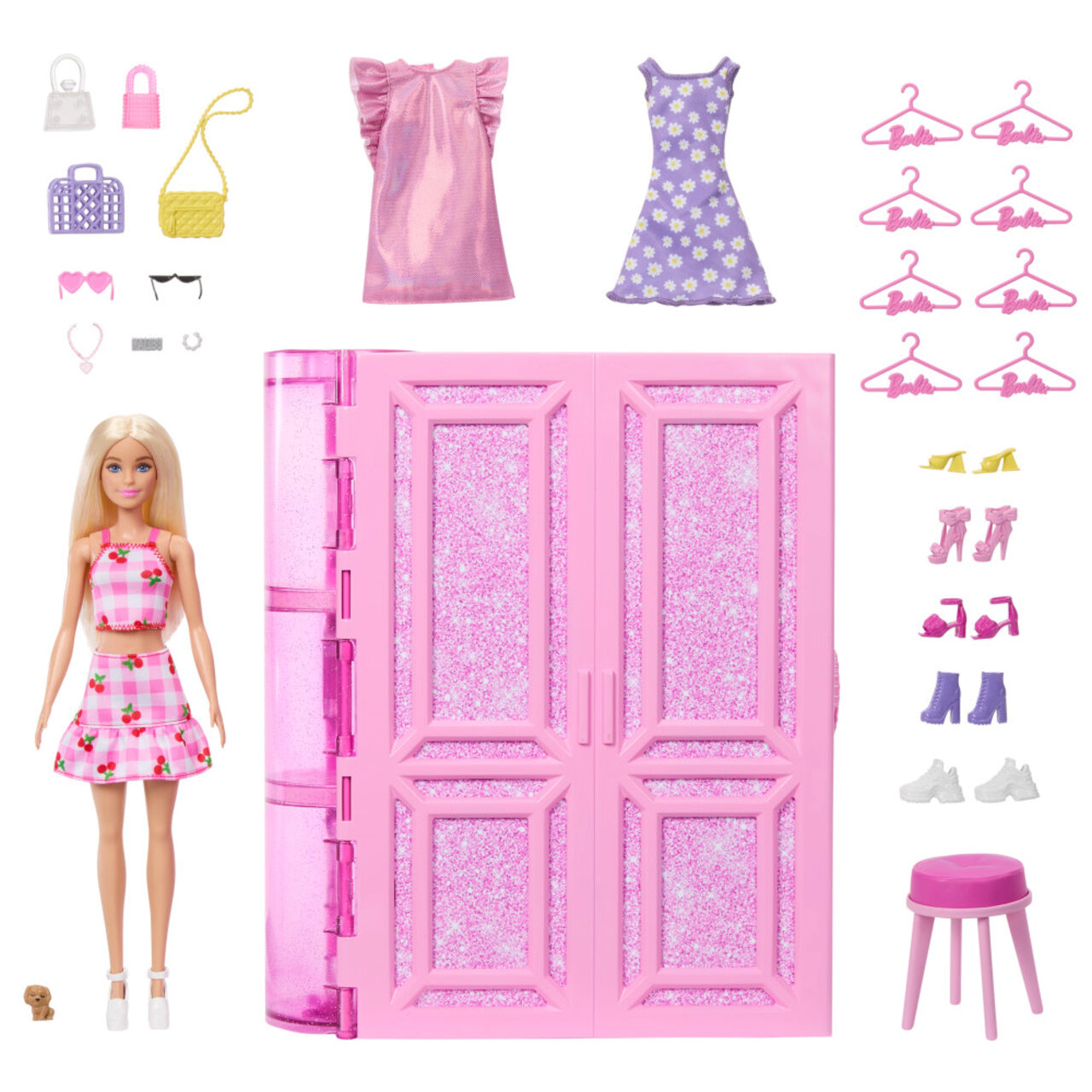 Barbie Traumkleiderschrank Spielzeug, Spielset mit Modepuppe, Moden und Accessoires, knapp 1 m breit mit mehr als 25 Teilen, Puppenschrank, 3 Jahr(e), 1,85 kg - Image 4