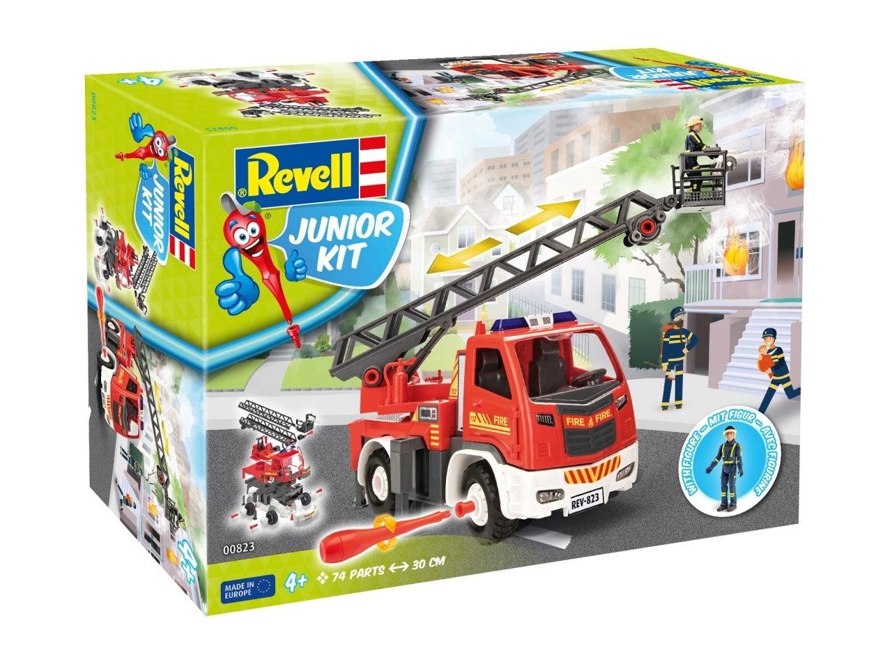 Revell Feuerwehr Leiterwagen bewegliche Drehleiter Junior Kit Figur Revell 00823 