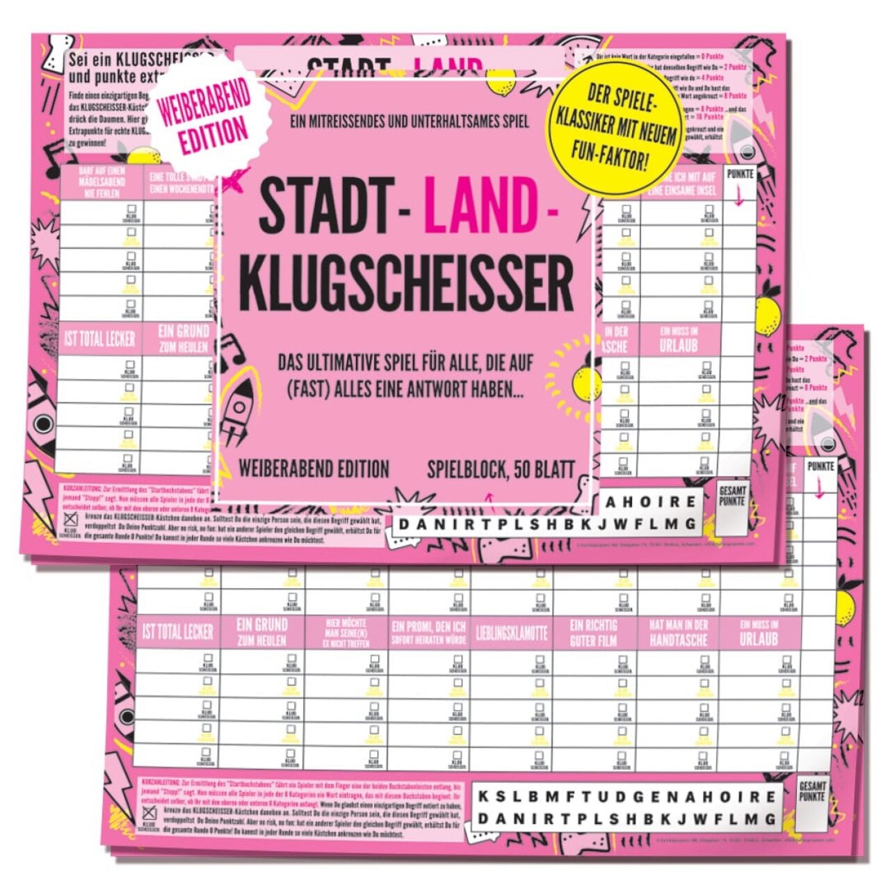 Kylskapspoesi Pegasus Spiele Kyl430400 Spielblock Stadt-Land-Klugscheisser – Weiberabend Edition - Bild 4