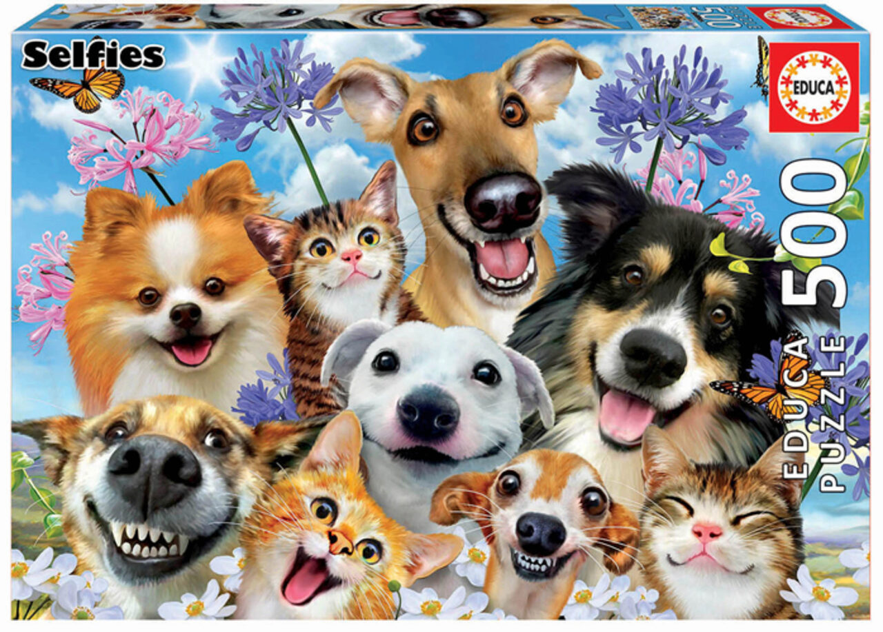 Educa Borras Educa 9217983 Hunde Und Katzen Selfie 500 Teile Puzzle