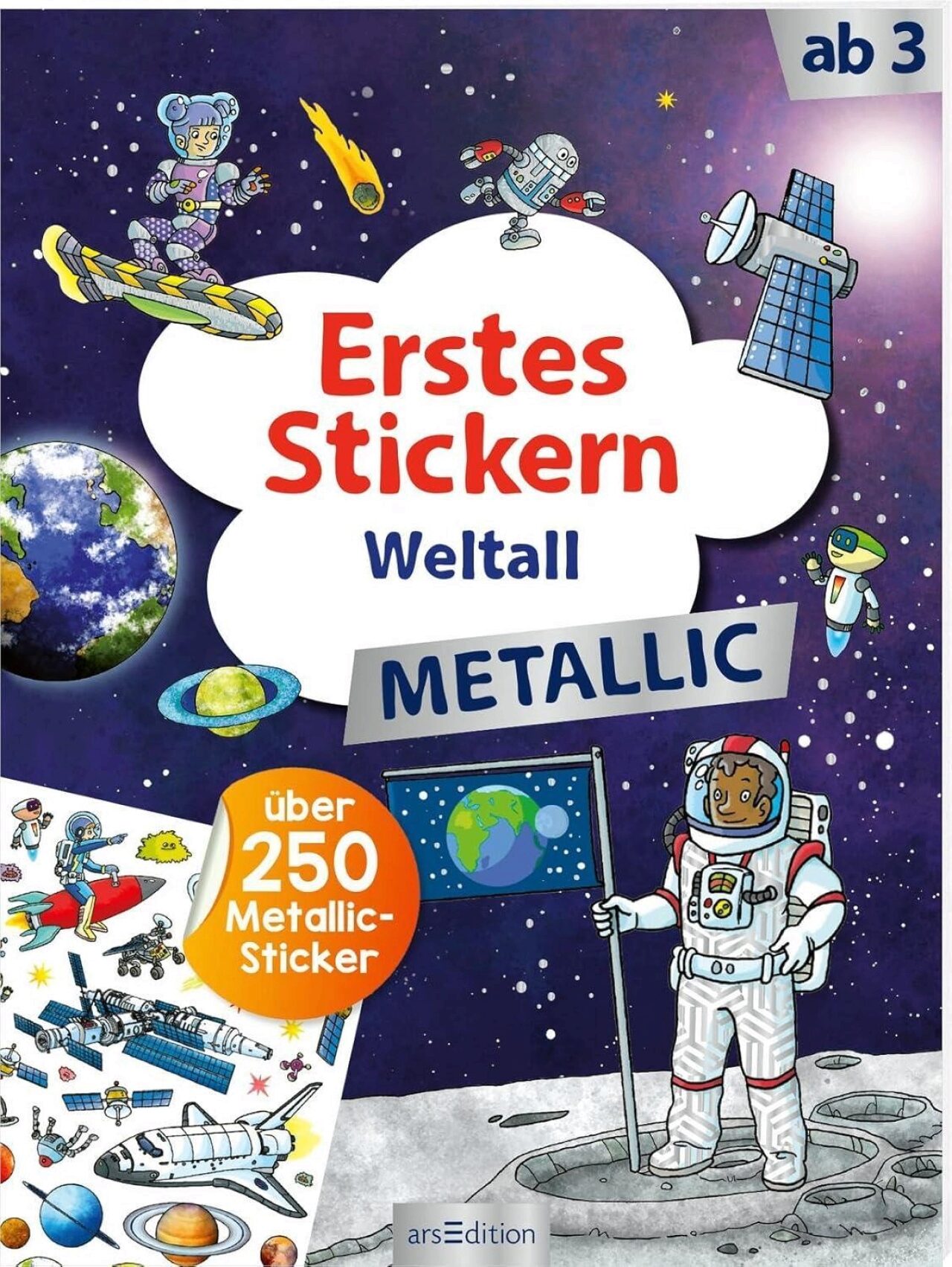Ars Edition Erstes Stickern Metallic - Weltall - Bild 5