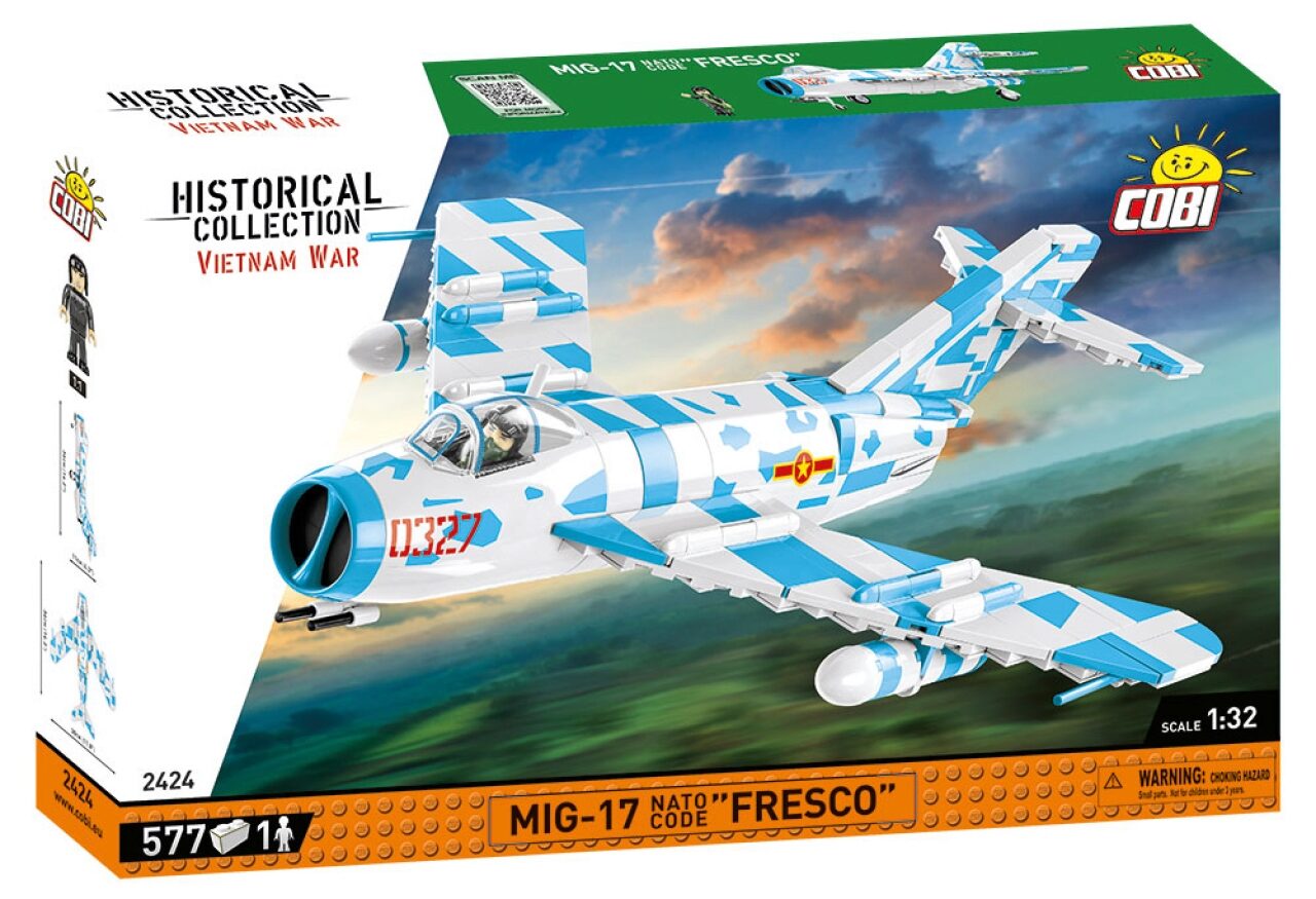 Cobi Blau/Weiss/Schwarz Kampfflugzeug Bausatz Mig-17 Nato Code F - Bild 5