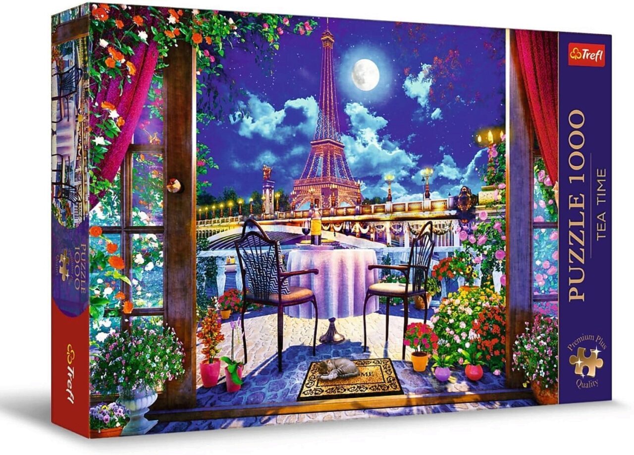 Trefl 10843 Puzzle 1000 Teile Premium Plus - Tea Time: Parisian Moonlight