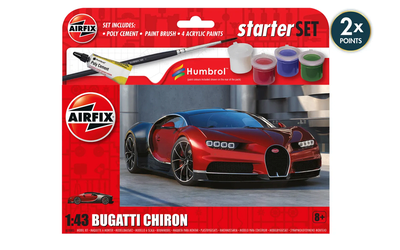 Airfix 55005 Kleines Starter-Set Bugatti Chiron Modellbausatz 1:72 Rot - Bild 4