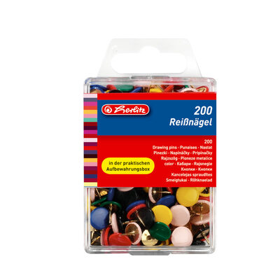 Reißnagel rund Metall farbig sort kunststoffummantelt 200er Box von Herlitz - Image 6