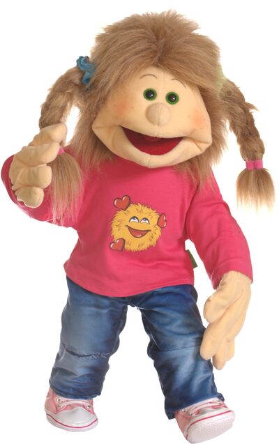 Living Puppets® - Caro - Mädchen mit Jeans + Pulli - Handpuppe 65 cm - Neu - Image 6