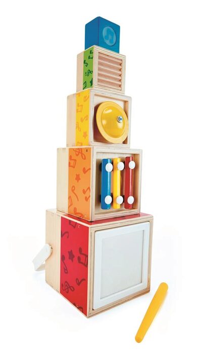 Hape Beige/Blau/Rot Musik-Stapelwürfel (Deutsch) - Bild 6