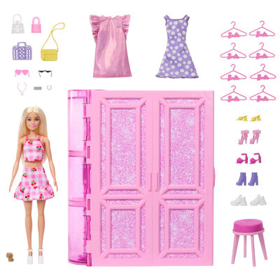 Barbie Traumkleiderschrank Spielzeug, Spielset mit Modepuppe, Moden und Accessoires, knapp 1 m breit mit mehr als 25 Teilen, Puppenschrank, 3 Jahr(e), 1,85 kg - Image 7