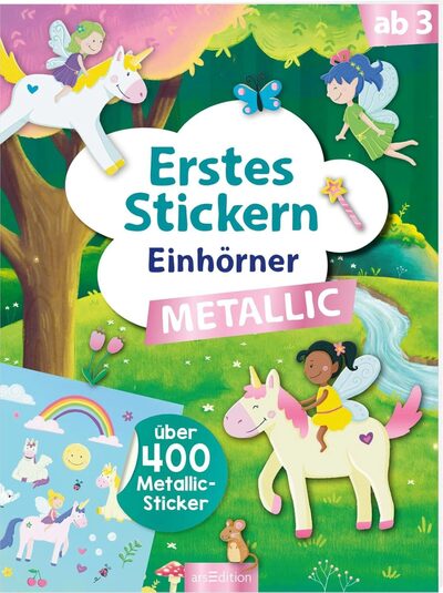 Erstes Stickern Metallic – Einhörner: Über 400 Metallic-Sticker | Erstes Stickerheft mit Folienstickern für Kindergartenkinder ab 3 Jahren - Bild 9