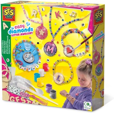 SES Creative Easy diamonds - Buchstaben Schmuck, Schmuck-Bastelset für Kinder, 6 Jahr(e), Karton, Mehrfarbig - Image 4