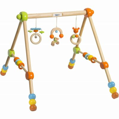 Spieltrapez  Spielbogen für Babys -Figuren Rasseln Kugeln- Höhenverstellbar Holz - Image 4