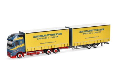 Herpa 319515 1:87 Volvo Fh Gl Xl 2020 Jumbogardinenplanentandem-Hängerzug "Wolfgang Matthiessen" - Image 3